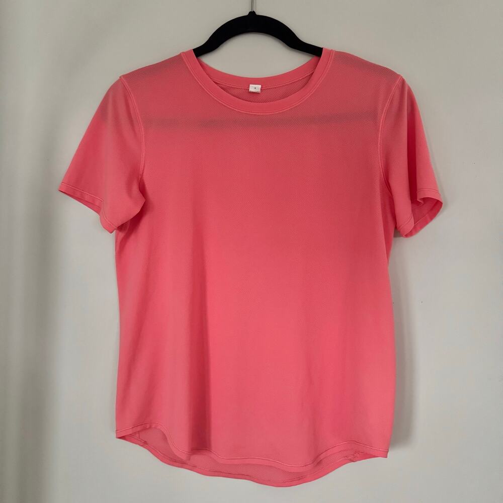 Lululemon High Neck Running and Training Tee in Peachy Pink Color